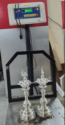 Pure Silver Peacock Lamp pair 565gm - By Mahita Collections